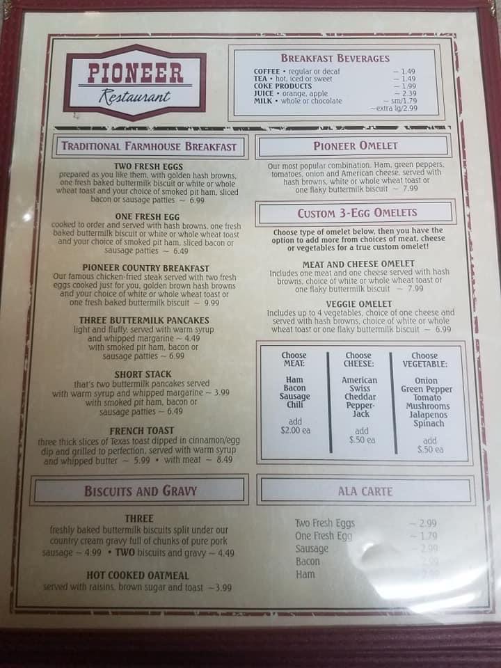 Pioneer Restaurant Menu image 2