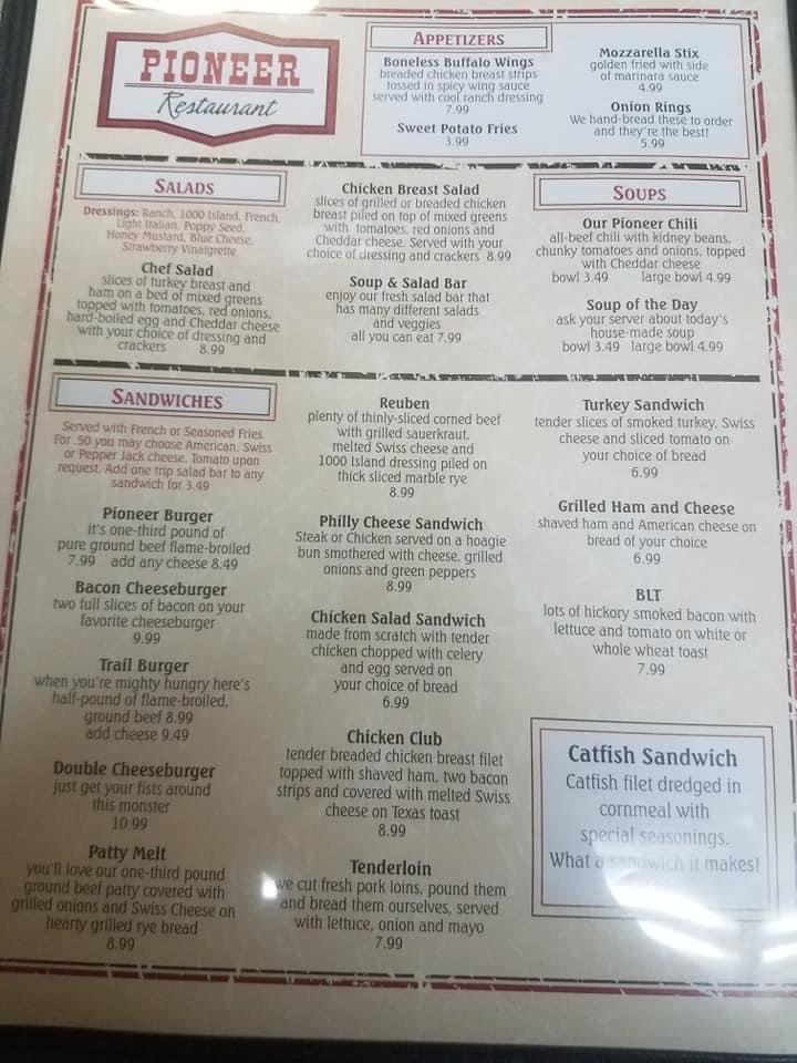 Pioneer Restaurant Menu image 4